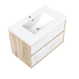 Modern Splash Wall Mounted Bathroom Vanity Unit With Artificial Stone Square Basin And 2 Soft Close Drawers Gloss WhiteOak 790*460*520mm