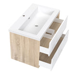 Modern Splash Wall Mounted Bathroom Vanity Unit With Artificial Stone Basin And 2 Soft Close Drawers Gloss WhiteOak 790*460*520mm