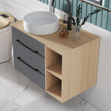 Modern Splash Wall-Mounted Bathroom Vanity Unit With 2 Soft Close Drawers Ceramic Basin Oak Anthracite 790*460*520mm 360A