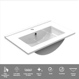 Modern Splash White Bathroom Vanity With Thin Ceramic Basin And 3 Soft Close Drawers 600*385*850mm