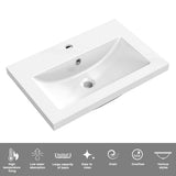 Modern Splash Wall Mounted Bathroom Vanity Unit With Artificial Stone Basin And 2 Soft Close Drawers Gloss WhiteOak 600*400*520mm