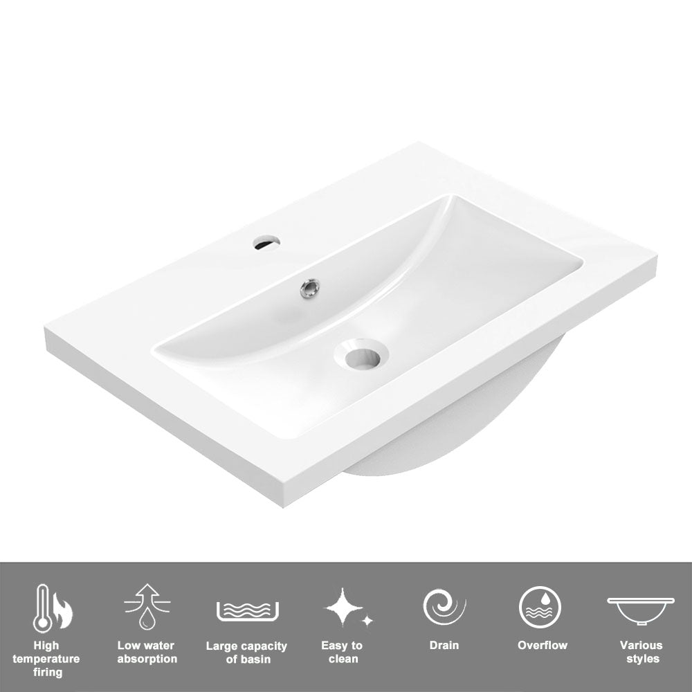 Modern Splash Wall Mounted Bathroom Vanity Unit With Artificial Stone Basin And 2 Soft Close Drawers 500*385*520mm
