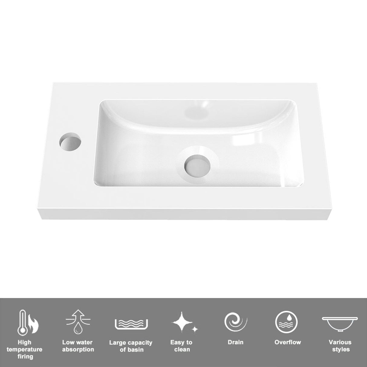 Modern Splash Wall-Mounted Mat Anthracite Free Standing Bathroom Vanity Unit With Integrated Sink 1 Door Soft-Close Door  440*230*600mm