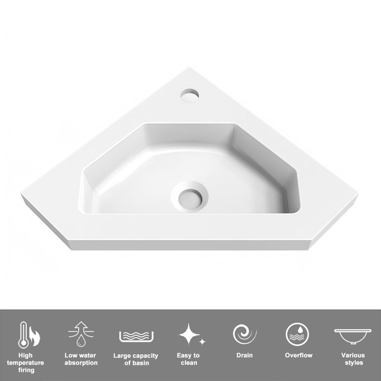 Modern Splash Mat Anthracite Corner Bathroom Vanity Unit With Integrated Sink 1 Door Soft-Close 395*395*420mm