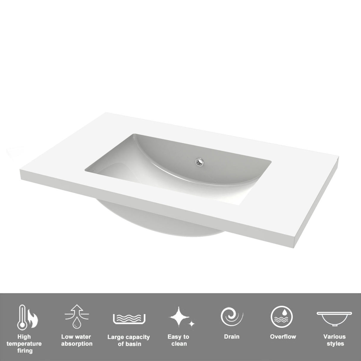 Modern Splash Anthracite Bathroom Vanity With Square Basin And 3 Soft Close Drawers 800*460*850mm