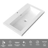 Modern Splash Wall Mounted Bathroom Vanity Unit With Artificial Stone Basin And 2 Soft Close Drawers Mat WhiteOak 790*460*520mm