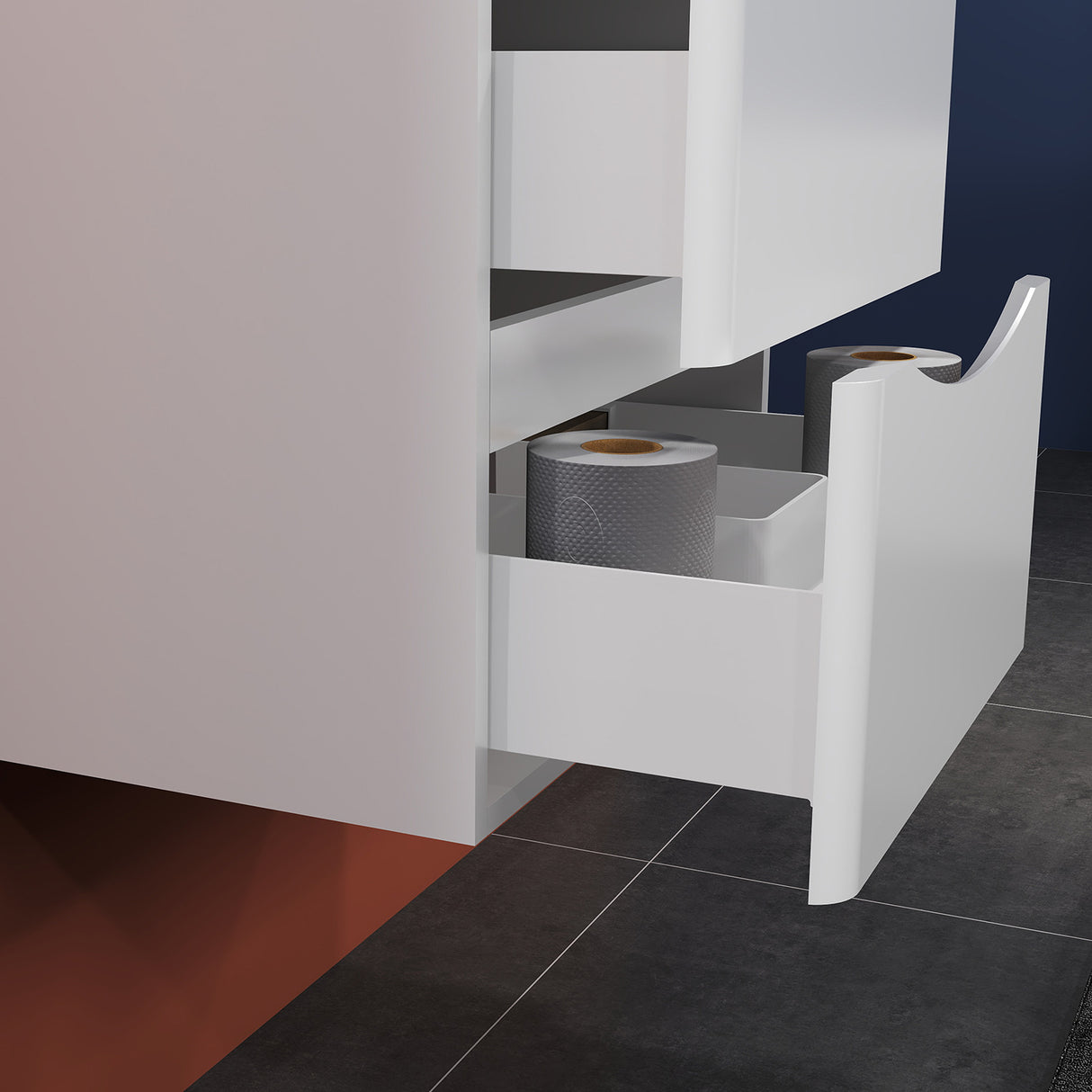 Modern Splash Wall-Mounted White Bathroom Vanity Unit With Integrated Sink And 2 Soft-Close Drawers  590*345*500mm