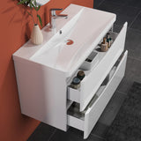 Modern Splash Wall-Mounted White Bathroom Vanity Unit With Integrated Sink and 2 Soft-Close Drawers 800*395*500mm