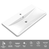 Modern Splash Wall-Mounted White Bathroom Vanity Unit With Integrated Sink and 2 Soft-Close Drawers 800*395*500mm