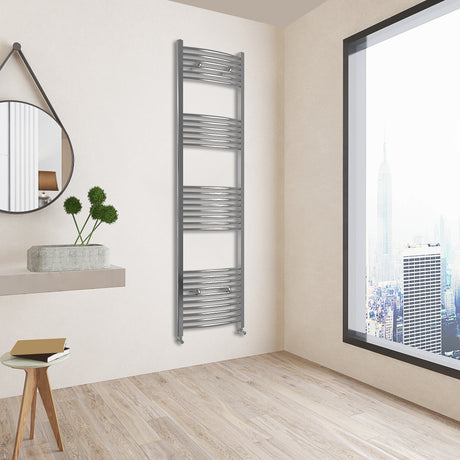 Chrome Bathroom Central Heating Towel Rail Curved Designer Ladder Radiator Warmer
