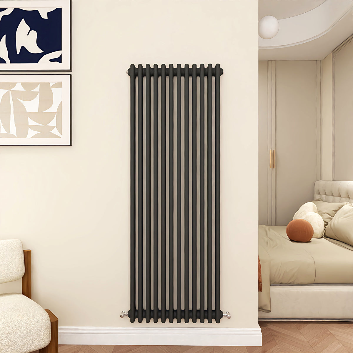 MDS Cast Iron Anthracite Radiator Vertical 1500x560mm 3 Columns ...