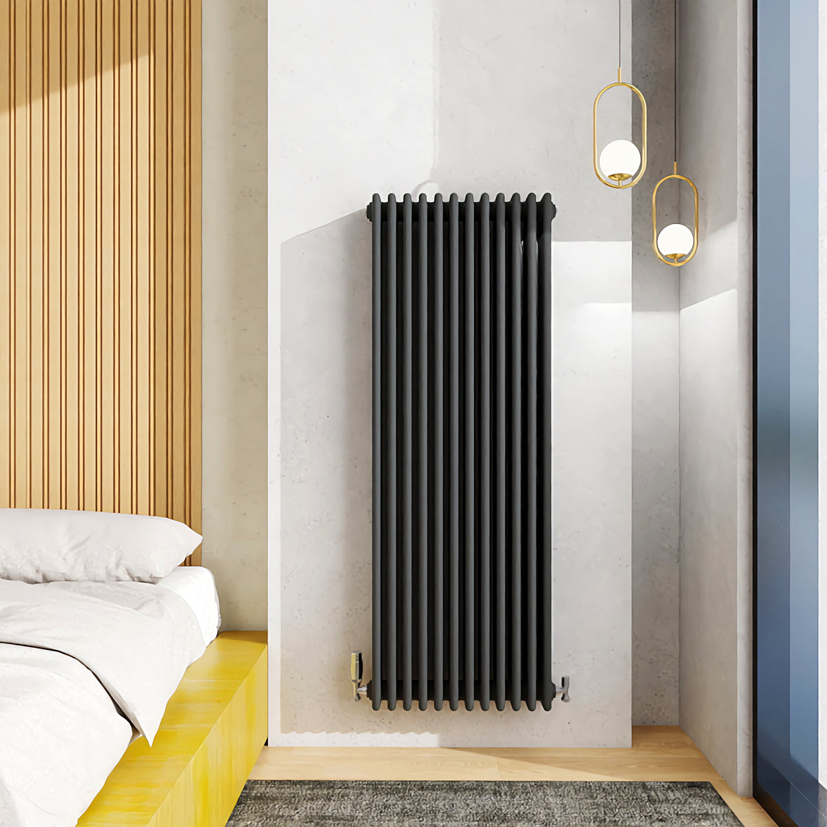 MDS Cast Iron Anthracite Radiator Vertical 1500x560mm 4 Columns ...