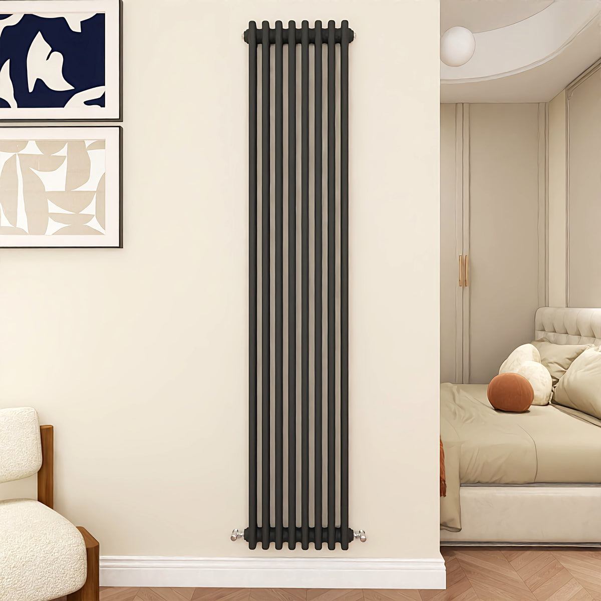 MDS Cast Iron Anthracite Radiator Vertical 1800x380mm 3 Columns ...