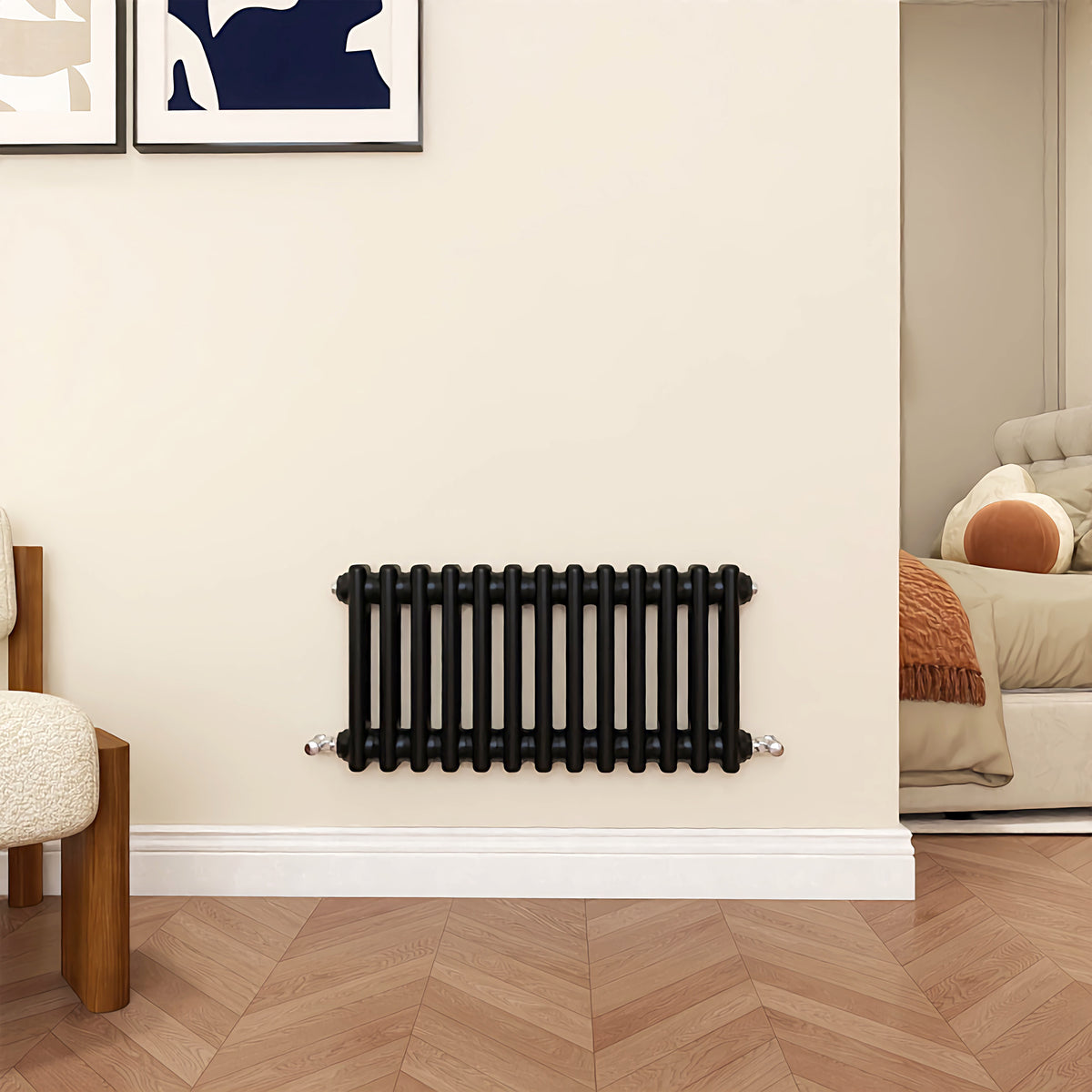 Modern Splash Cast Iron Black Radiator Horizontal 300x650mm 2 Columns