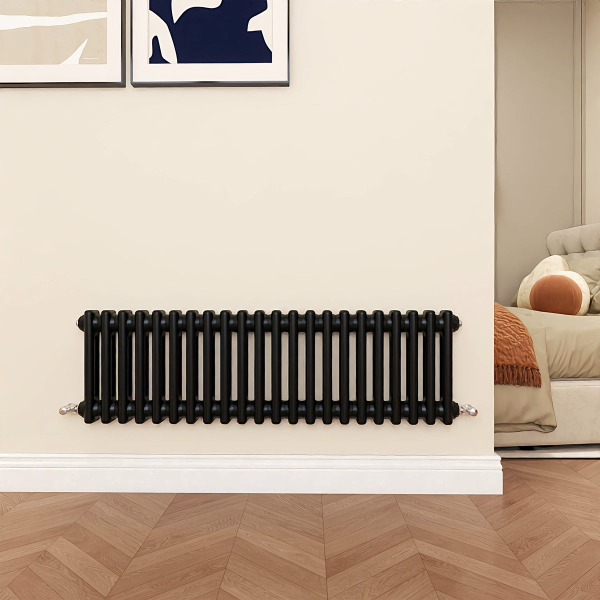 Modern Splash Cast Iron Black Radiator Horizontal 300x1010mm 2 Columns