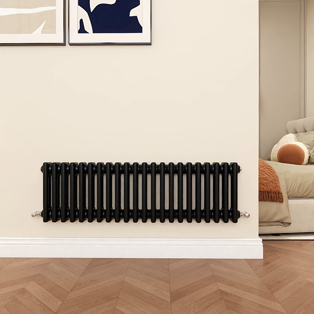 Modern Splash Cast Iron Black Radiator Horizontal 300x1010mm 3 Columns