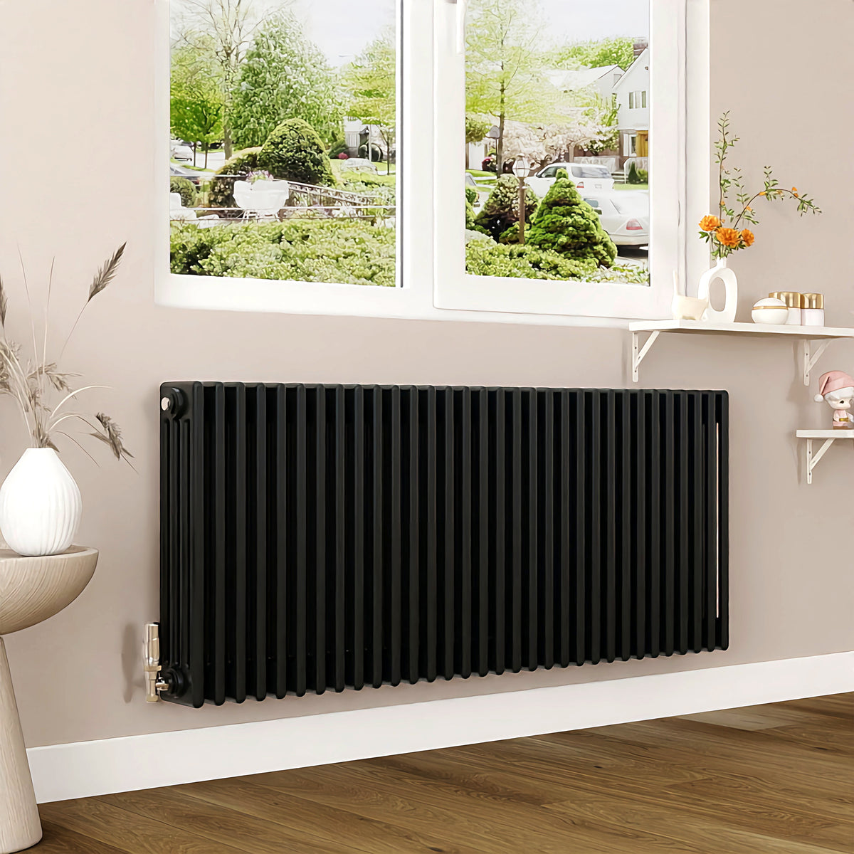 Stone Effect Radiator Black Modern Splash Cast Iron Black Radiator Horizontal 600x1460mm 4 Columns