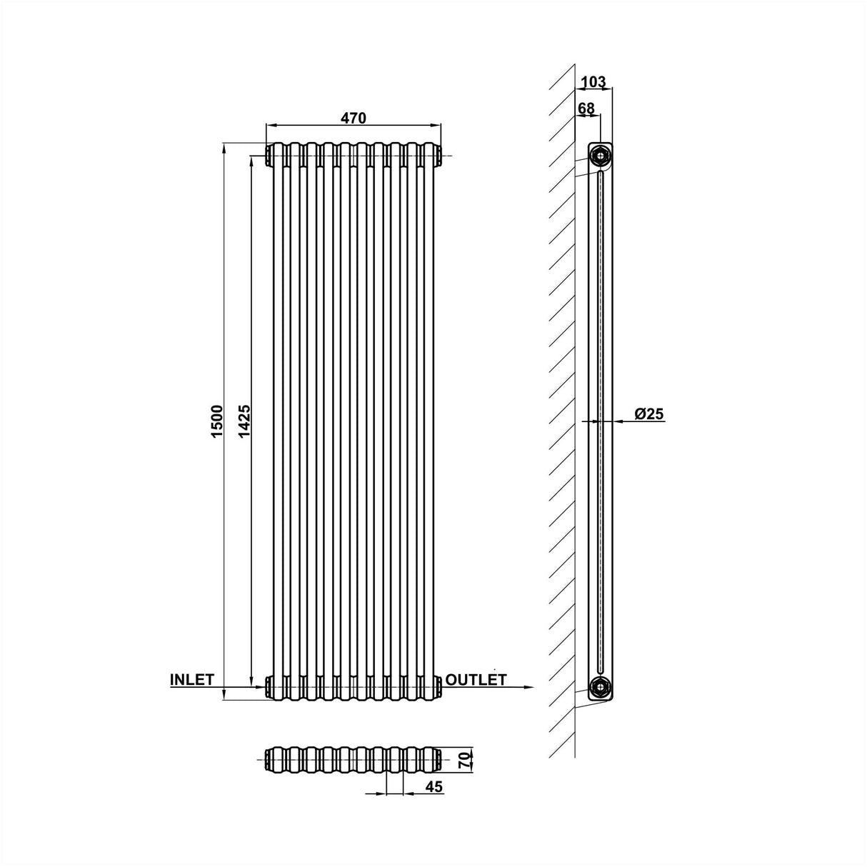 Modern Splash Cast Iron Radiator Size CIR15-10-2
