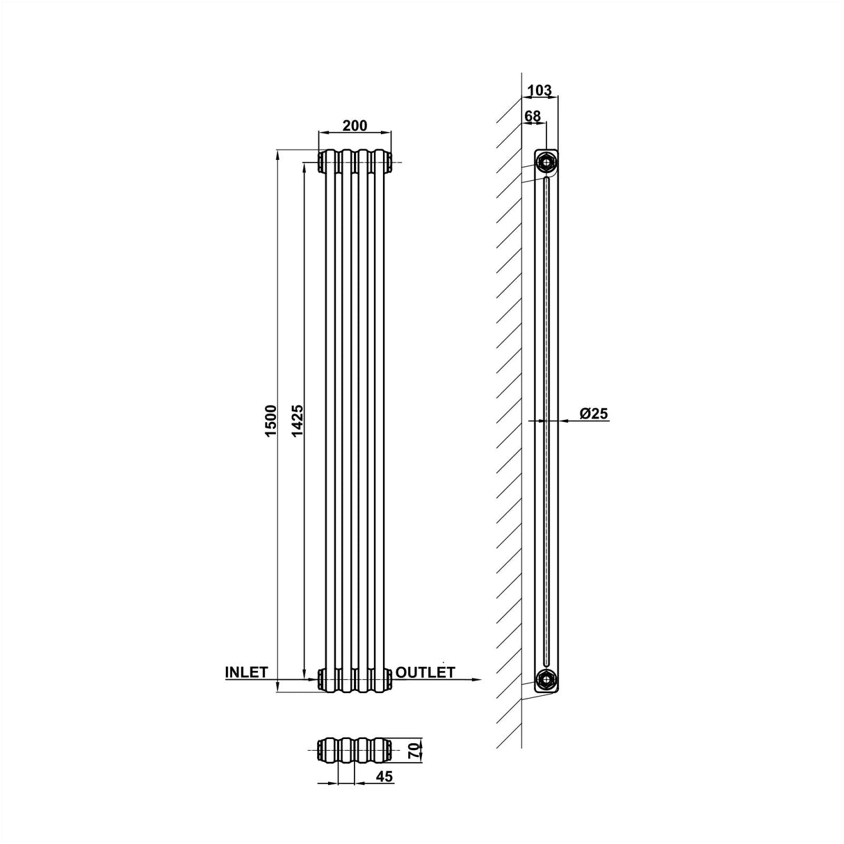 Modern Splash Cast Iron Radiator Size CIR15-4-2
