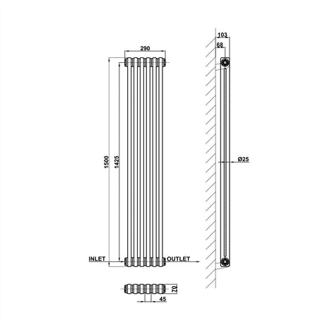 Modern Splash Cast Iron Radiator Size CIR15-6-2
