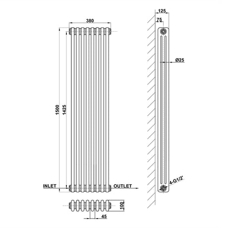 Modern Splash Cast Iron Radiator Size CIR15-8-3