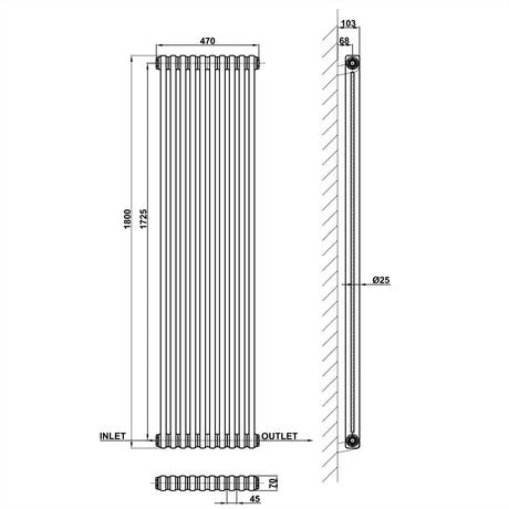 Modern Splash Cast Iron Radiator Size CIR18-10-2
