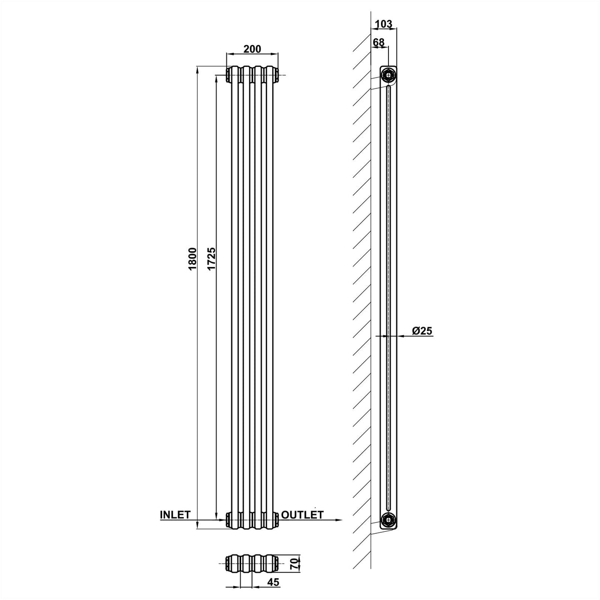 Modern Splash Cast Iron Radiator Size CIR18-4-2
