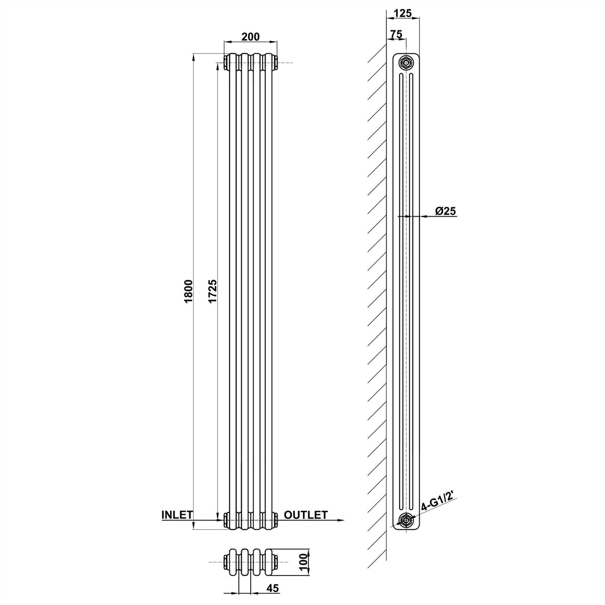 Modern Splash Cast Iron Radiator Size CIR18-4-3
