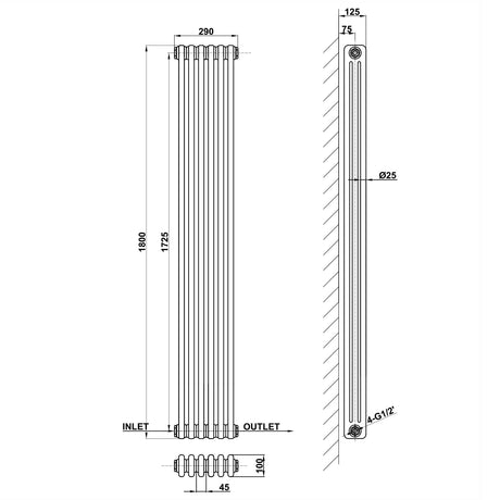 Modern Splash Cast Iron Radiator Size CIR18-6-3

