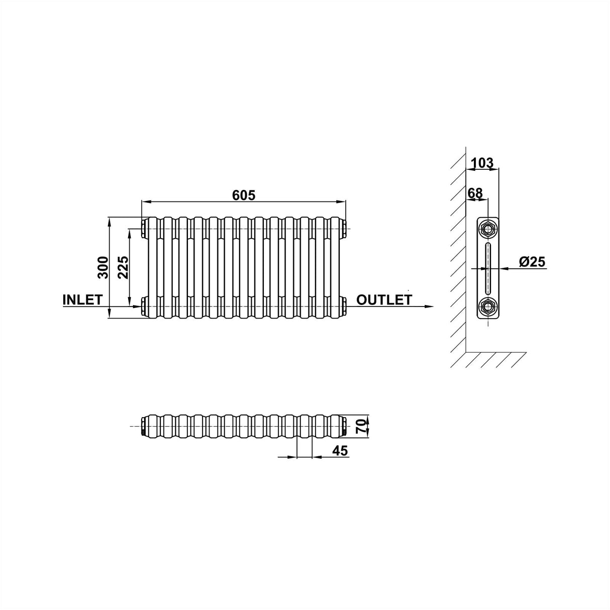 Modern Splash Cast Iron Radiator Size CIR3-13-2
