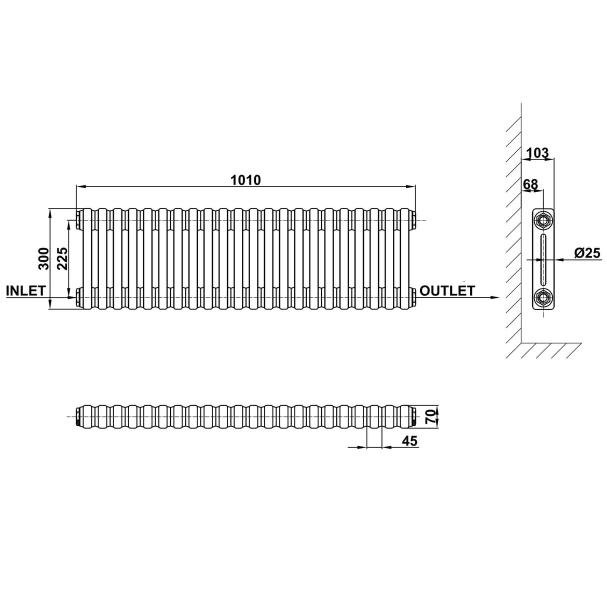 Modern Splash Cast Iron Radiator Size CIR3-22-2
