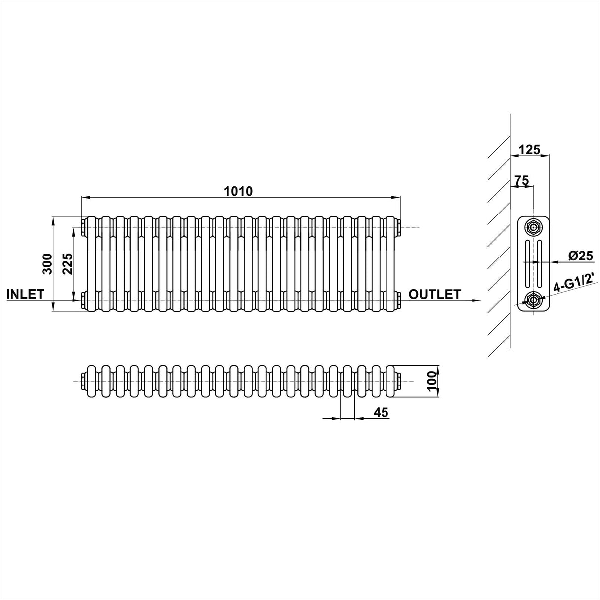 Modern Splash Cast Iron Radiator Size CIR3-22-3
