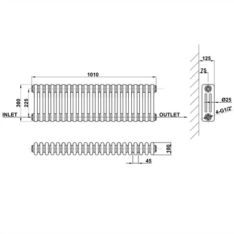 Modern Splash Cast Iron Radiator Size CIR3-22-3
