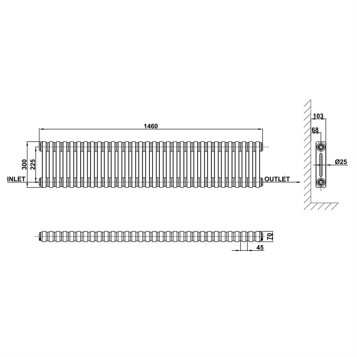 Modern Splash Cast Iron Radiator Size CIR3-32-2
