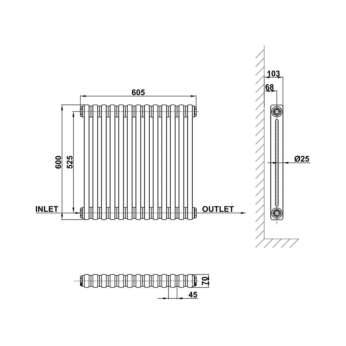 Modern Splash Cast Iron Radiator Size CIR6-13-2

