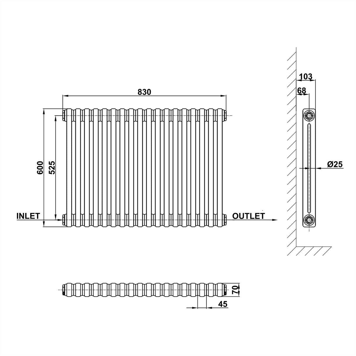 Modern Splash Cast Iron Radiator Size CIR6-18-2
