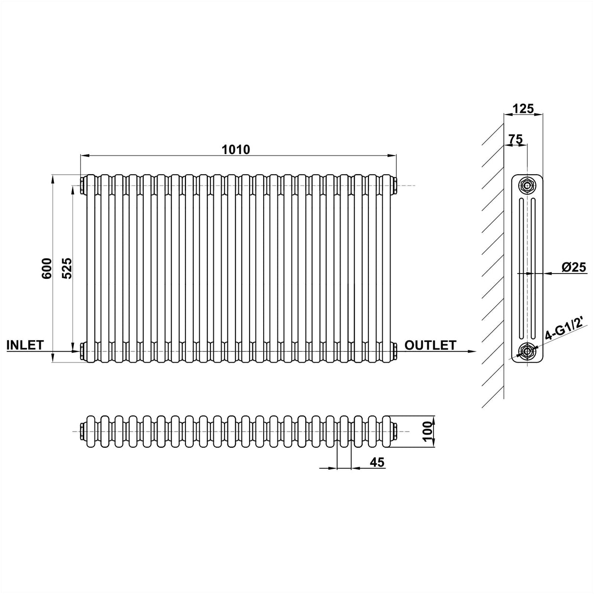 Modern Splash Cast Iron Radiator Size CIR6-22-3