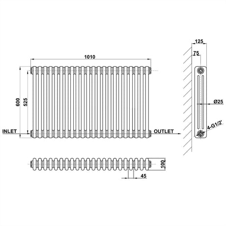 Modern Splash Cast Iron Radiator Size CIR6-22-3