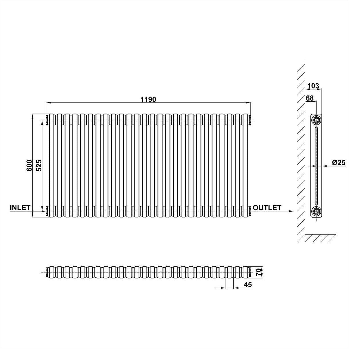 Modern Splash Cast Iron Radiator Size CIR6-26-2

