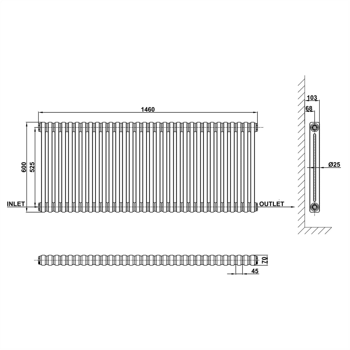 Modern Splash Cast Iron Radiator Size CIR6-32-2
