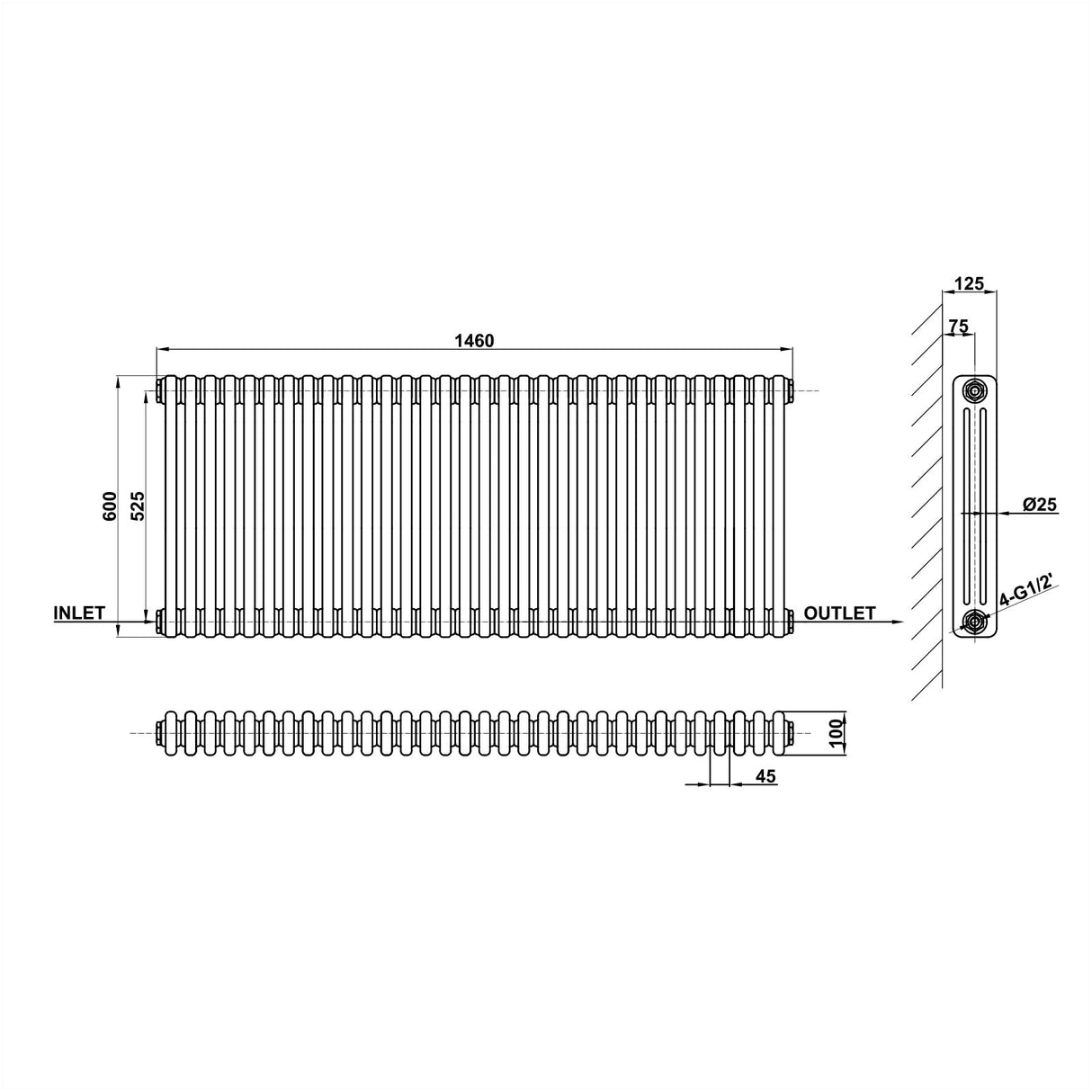 Modern Splash Cast Iron Radiator Size CIR6-32-3
