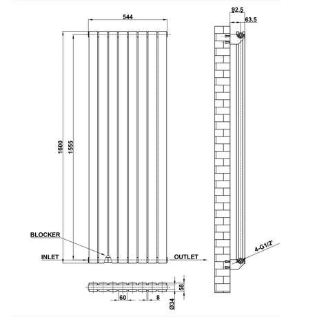 Modern Splash Flat Panel Radiator Size FP16-8-2
