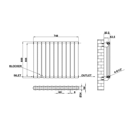Modern Splash Flat Panel Radiator Size FP6-11-2
