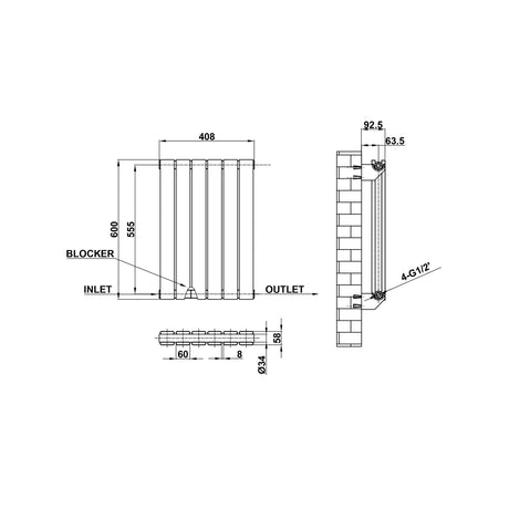 Modern Splash Flat Panel Radiator Size FP6-6-2
