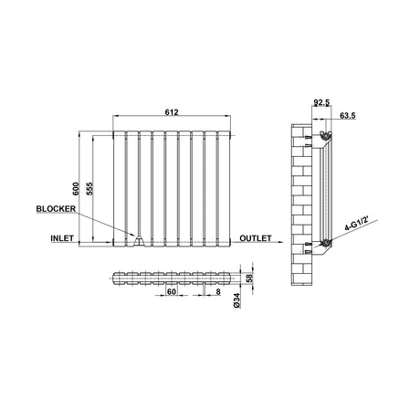 Modern Splash Flat Panel Radiator Size FP6-9-2
