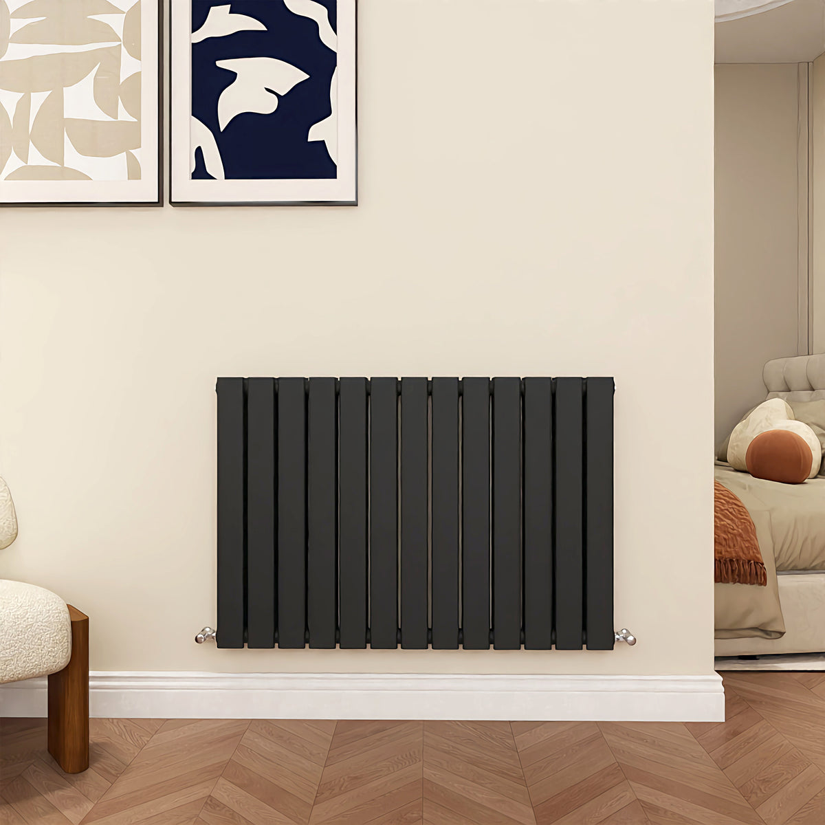 Flat Panel Column Radiator MDS Flat Panel Anthracite Radiator Horizontal 600x884mm 2 Panels ...
