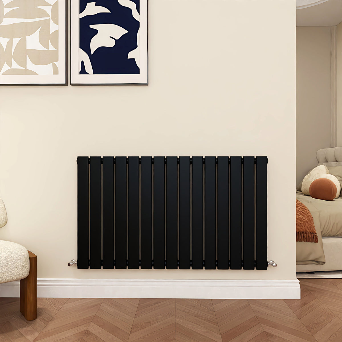 Modern Splash Flat Panel Black Radiator Horizontal 600x1020mm 1 Panel