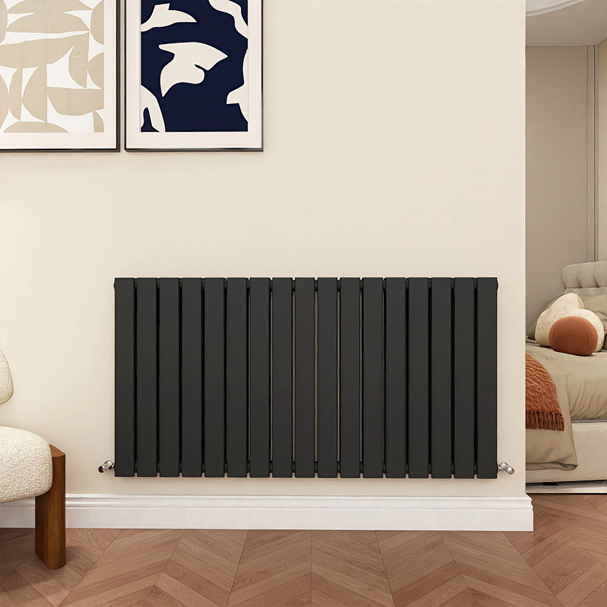 MDS Flat Panel Anthracite Radiator Horizontal 600x1156mm 2 Panels ...