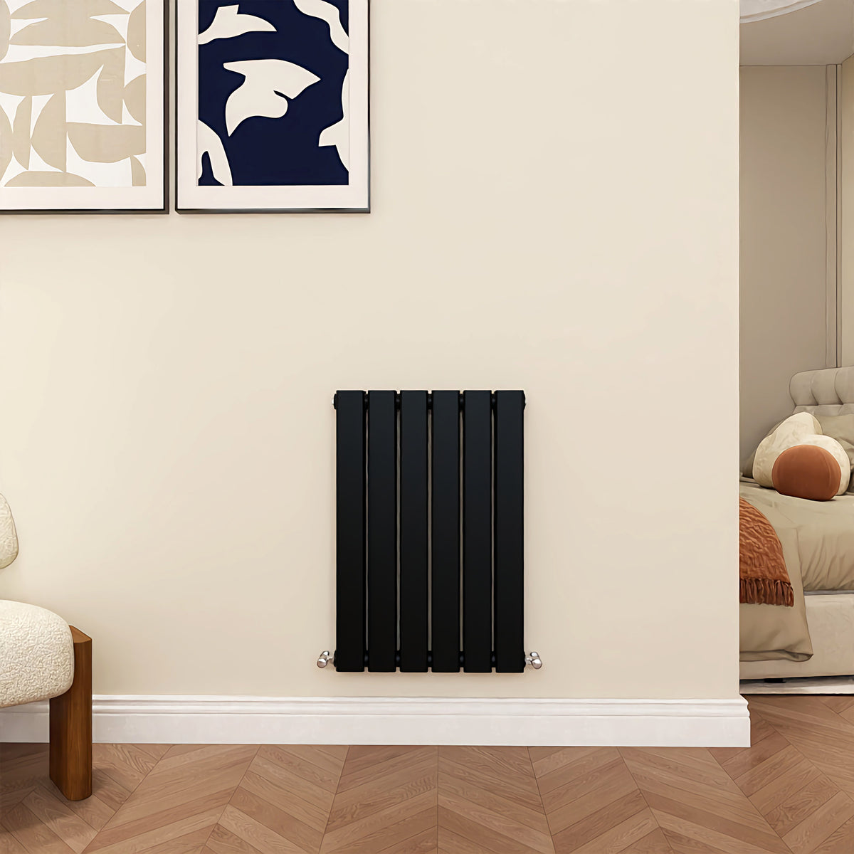 Modern Splash Flat Panel Black Radiator Horizontal 600x408mm 2 Panels