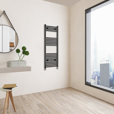 Matt Black Bathroom Central Heating Towel Rail Straight Designer Ladder Radiator Warmer